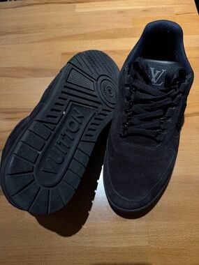 Louis Vuitton Men’s Black Suede Low-Top Sneaker with LV Logo